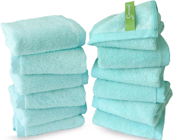 SUMMERMIA Washcloths 12 Pack 13" x 13" - Soft Wash Cloths for Your