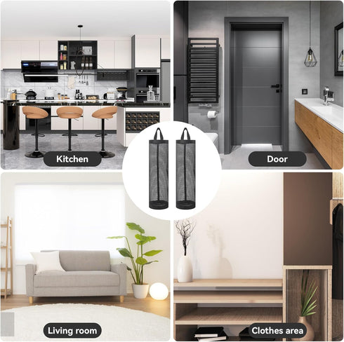 2Pack Plastic Bag Holder: Grocery Bag Dispenser for Plastic Bags, Mesh Hanging Storage Organizer for Trash Bags