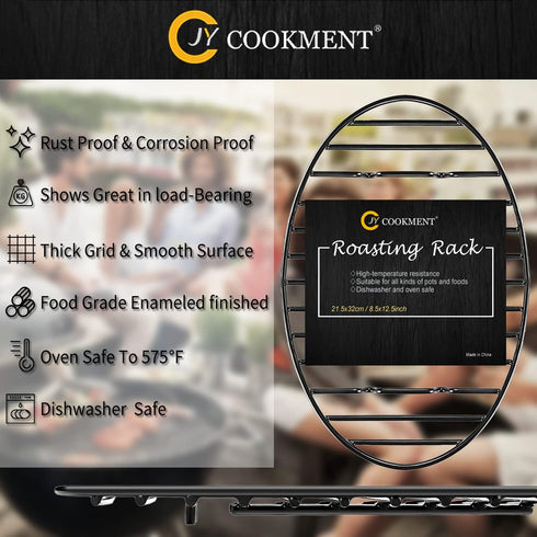 JY COOKMENT Cooling Roasting Rack with Integrated Feet, Enameled Coating, PTFE Free, Great for Cooking, Drying, Grilling, Dishwasher Safe (10inch*6.5inch) by JY COOKMENT