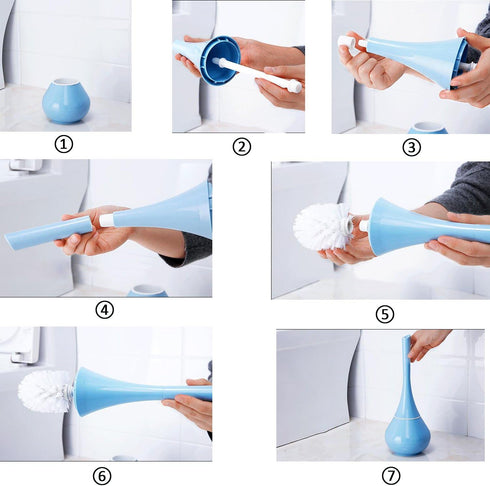 INCHANT Toilet Brush with Holder, Bathroom Detachable Toilet Brush - Blue