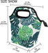 Neoprene Lunch Bag Tote, Insulated Food Container with Tropical Palm Leaves Decor for School or Work