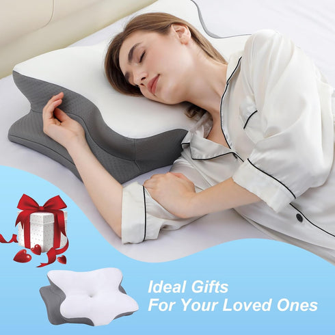 Memory Foam Pillows, Ergonomic Pillow for Neck Pain Relief, Bed Pillow for Sleeping, Cervical Neck Pillow for Side