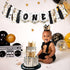 1st Notorious One High Chair Banner for Boys - Black and Gold - Hip Hop Birthday Party Decoration