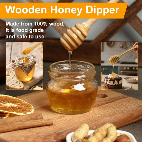 Ninsula 8PCS Set, 6.2 Inch Wooden Honey Dipper Honey Dipper Sticks Honey Spoon, Mini Honeycomb Stick for Evenly