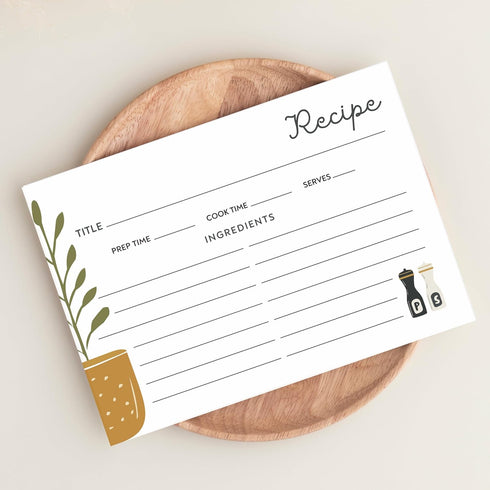 40 Recipe Cards for Recipe Box: Boho Kitchen Recipe Cards in 3 Designs for Weddings or Bridal Showers