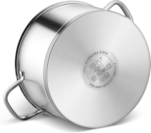 LIANYU 8 QT Stock Pot, Heavy Duty Stainless Steel, Large Cooking Pot for Pasta, Soup, Noodles, with Glass Lid