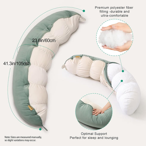 29.5") Peallow(Pat. Pend) Long Round Body Pillow for Adults, Bolster Pillow for Sleeping, Soft and Supportive Pillow