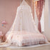 Bed Canopy with Lights for Girls,Gold Star Princess Crib Canopy Curtains,Extra Large Dome Mosquito Net Reading Nook