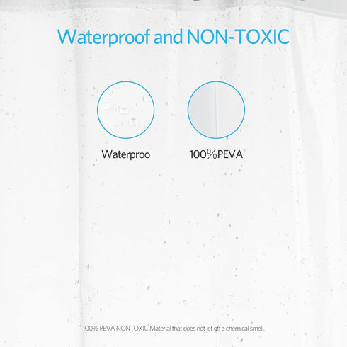 Clear Shower Curtain Liner by EHZNZIE, 72x72 Inches, Lightweight PEVA, Waterproof with 12 Rust Proof Grommets