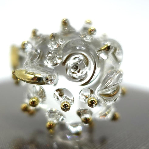 Puffer Miniature Hand Blown Glass Art Figurines, Sea Animals Collectible Gift Home Décor, Clear Gold