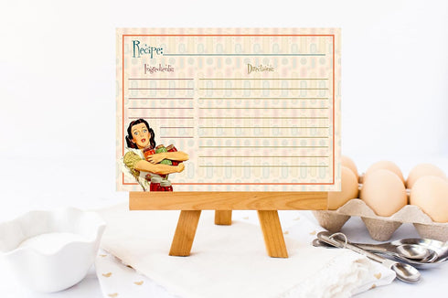 Silly Goose Gifts Recipe Cards: Retro Housewife Theme 4x6, Vintage Rustic Design for Weddings