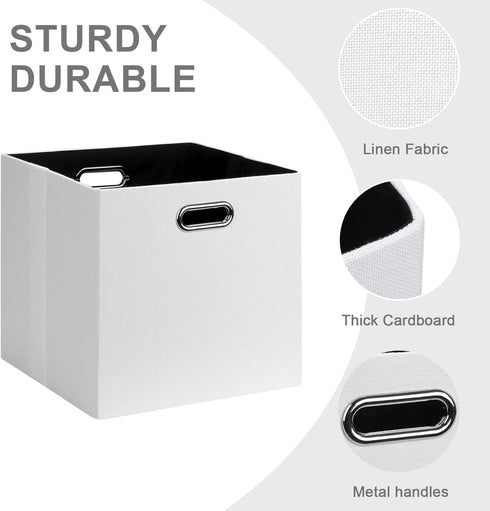 Posprica 11x11 Storage Cubes, Set of 4 Collapsible Storage Bins with Dual Handles for Closet Shelf Cabinet