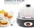 Elite Gourmet EGC007CHC# Rapid Egg Cooker, 7 Easy-To-Peel Eggs, Poacher, Omelet Maker, Auto Shut-Off, Charcoal Grey