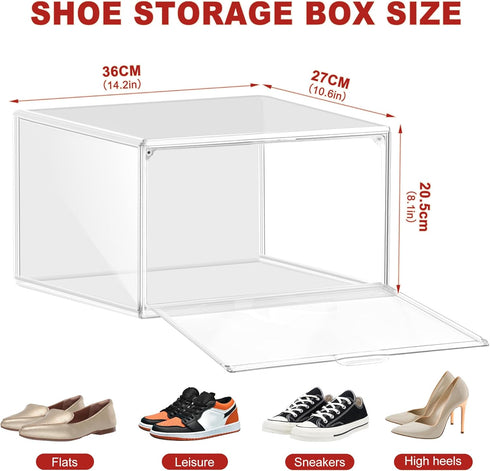 1 Pack 12 Closet Clear Shoe Boxes Size Shoe Storage Organizer for Stackable Shoes Rack Handbag Organizer Plastic
