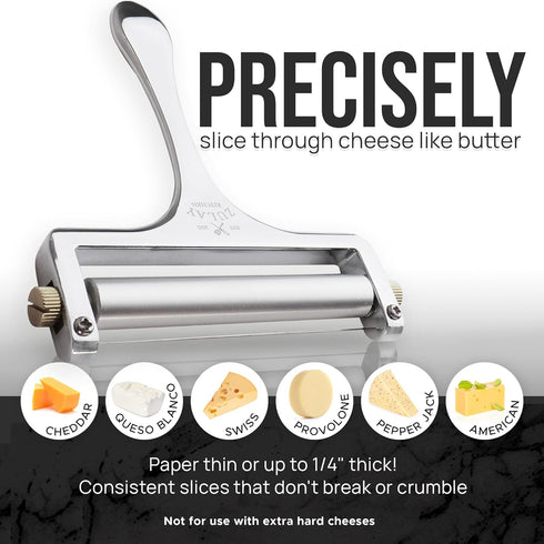 2 Mozzarella, Zulay Kitchen Stainless Steel Wire Cheese Slicer - Adjustable Hand Held Cheese Cutter with Extra Wires