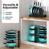 MUDEELA Adjustable Pot Pan Rack with 8 Tiers, 3 DIY Methods, Under Cabinet Organizer for Kitchen Storage