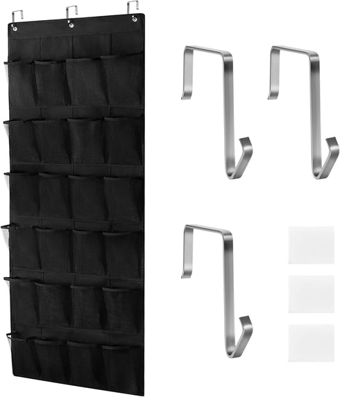 HARBULE 24 Large Pockets Upgraded Over the Door Shoe Organizer, Enhanced Hanging Solution