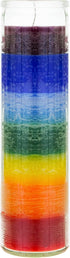 Mega Candles 1 pc Unscented Multi Color Chakra Glass Devotional Prayer Candle - Hand Poured Premium Wax, 2 Inch x 8 Inch