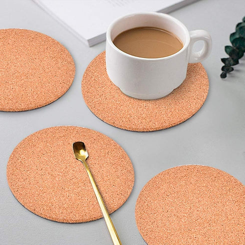 6" Cork Coasters, Round Cork & Plastic Plant Saucers for Gardening, Absorbent Cork Mat for Drinks, Set of 2