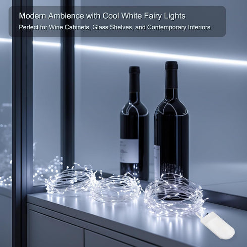 inpmrl 12 Pack 7ft 20 (12 Pack LED Fairy Lights, LED Battery Operated Silver Wire String Lights, Cool White Mini Starry