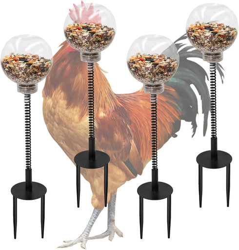 Oooct 4 Pack Chicken Pecking Toys with Swing Feeder, Coop Slow Feeder Toy