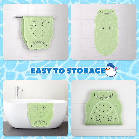 30"x18" 100+ UNEEDE Dinosaur Kids Bathtub Mat - Extra Thick Rubber Shower Mat for Toddlers, Bath Mat with Suction Cups