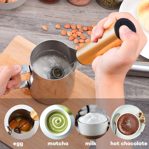 VOMELON Handheld,2-Speed 2 Rechargeable Electric Milk Frother Travel Frother with Tube Case, Milk Foamer Coffee Frother