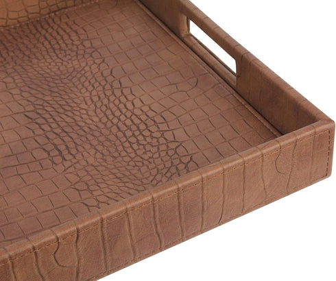 Countertop, 16.2 12.2 2 inches, HofferRuffer Rectangle Serving Tray with Hole Handles for Coffee Table, Breakfast, Tea