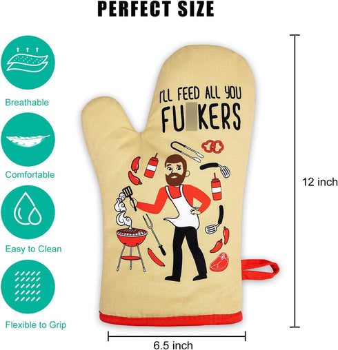 Miracu Funny Oven Mitts, Unique Cooking Gifts for Chefs, BBQ Oven Mitt for Men, Housewarming, Grilling Gifts