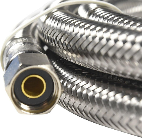 HQRP 2-Pack Universal Premium Braided Stainless Steel Refrigerators/Ice Makers Hoses, 6-Foot