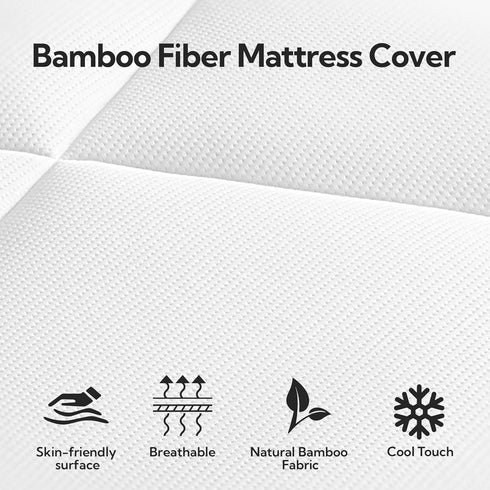 Maxzzz Twin Mattress Pad, Cooling Memory Foam Twin Mattress Topper, Pillow Top Protector for 8-23'' Mattress, White