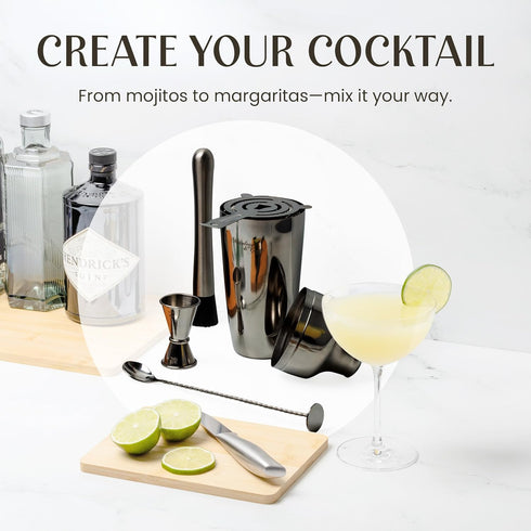 Set 10-Piece Set Mixology & Craft Cocktail Shaker with Bamboo Stand - Professional Bartender Kit - Complete Bar