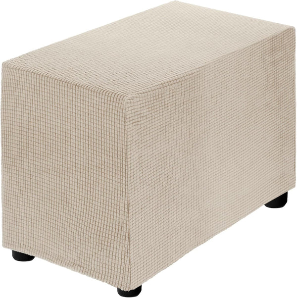 uxcell Stretch Ottoman Cover Rectangular Oversized Square Ottoman Slipcover with Elastic for