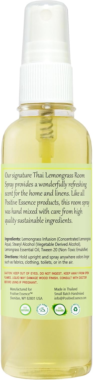 Thai Lemongrass Linen and Room Spray, Natural Air Freshener with Pure Lemongrass Essential Oil