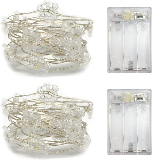 Set 2 6 on/18 Decorations,30LEDs,10 of Battery Operated Mini Led Fairy Light Snowflake Lights with Timer Hours Hours