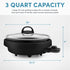 Aroma Housewares ASP-137B 3Qt. 3-in-1 Electric Indoor Grill - Portable, Dishwasher Safe, Black with 10 in. Nonstick Pan