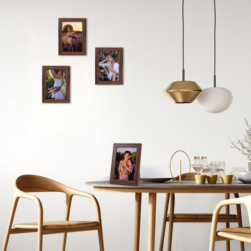 4x6 Set 12 4x 6 4 x6 EYMPEU Picture Frames Rustic Brown Walnut Wood Color of Multi Display Wooden Photo Frames Bulk