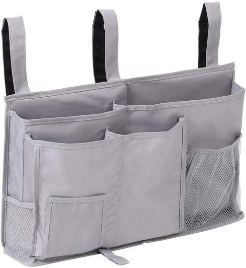 Bedside Caddy, Hanging Under Bed Storage Organizer Bag with 8 Pockets for College Dorm Rooms and Hospital Bed Rails