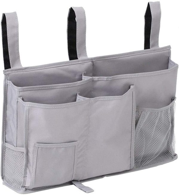 Bedside Caddy, Hanging Under Bed Storage Organizer Bag with 8 Pockets for College Dorm Rooms and Hospital Bed Rails
