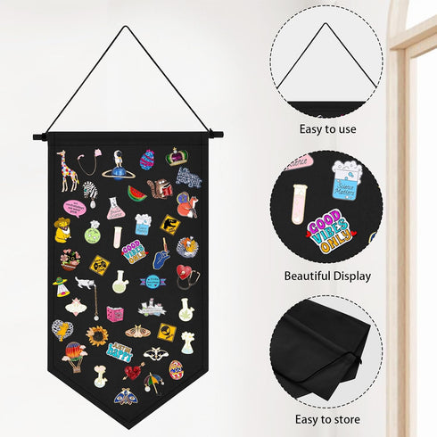 Kunyeah Wall Hanging Brooch Organizer Storage Case, Colorful Canvas Pin Board Stand for Enamel Pin Badge Display,