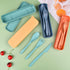 Reusable Wheat Straw Cutlery with Case, Portable Dark Utensils Set for 4 People, Eco-Friendly, Dishwasher Safe