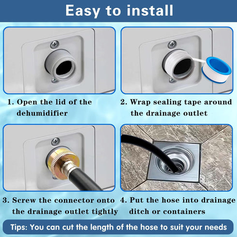 Leakproof Dehumidifier Drain Hose - 3/4 Inch FHT Connection Brass Interface, 12 Feet Thickened Hose for Dehumidifiers