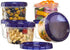 PLASTICPRO 6 Pack Twist Cap Food Storage Containers, 16 oz Reusable Meal Prep Containers with Blue Screw on Lid