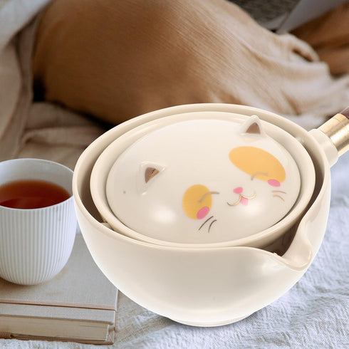 Hemoton Chinese Tea Set,360° Rotation Tea Maker,Ceramic Tea Kettle,Portable Gongfu Tea Set,Porcelain Tea Dispenser,Portable Kung Fu Teaware,Chinese Gongfu Tea Pot for Tea Lovers,Home Tea Sets