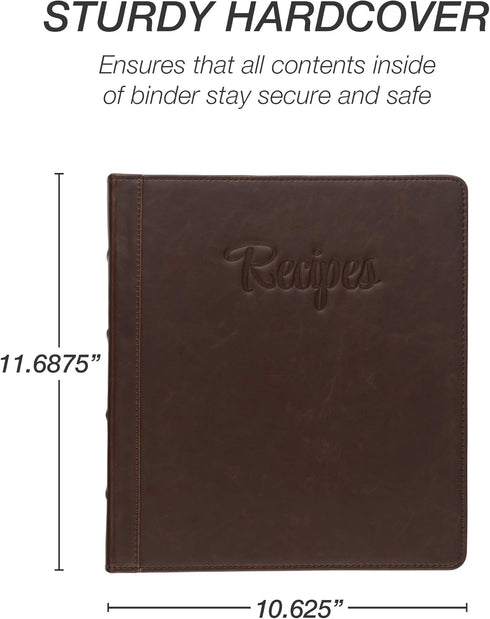 Samsill Recipe Binder: 8.5x11 3 Ring Recipe Book to Hold All Your Recipes, Family Recipe Binder in Brown Script