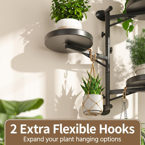 3 2 LASZOLA Rotating Plant Hangers Shelves Wall Mounted Indoor, Tier Metal Window Plant Hanging Holders, Morden
