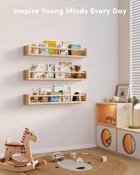 G&W Gruwald Set 3, 23 Inches) Nursery Book Shelves, of Wall Bookshelf, Book Shelf for Kids Rooms, Wall Book Shelves