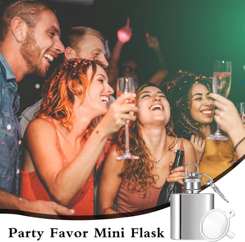 10 Pcs Mini Keychain Flask, 1oz Stainless Steel Hidden Flask for Men Women Groomsmen Gifts with Funnels