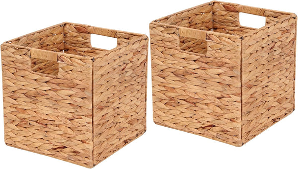 LYJWOO6D Wicker Storage Cubes - Rectangular Laundry Organizer Totes for Shelves, Set of 2 Pcs, 11x11x11inch