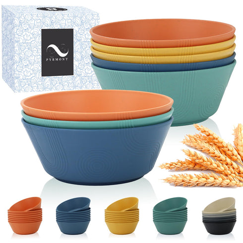 PYRMONT 36 OZ Cereal Bowls - Wheat Straw Bowls Set of 8, Reusable Soup Bowls, Microwave & Dishwasher Safe